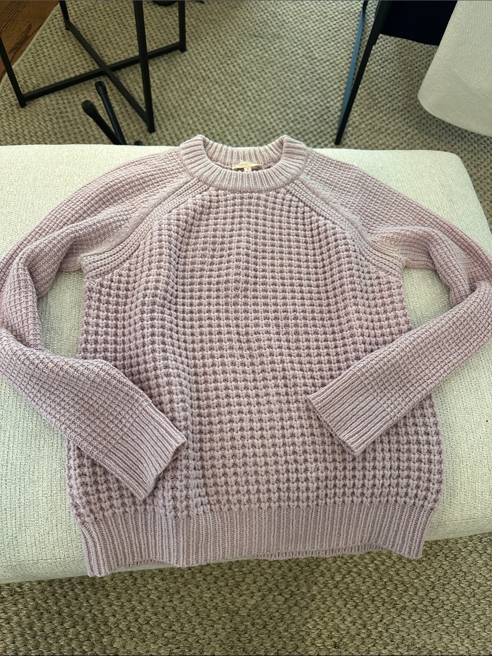 Rebecca Taylor Waffle-Knit Crewneck Sweater - Light Mauve